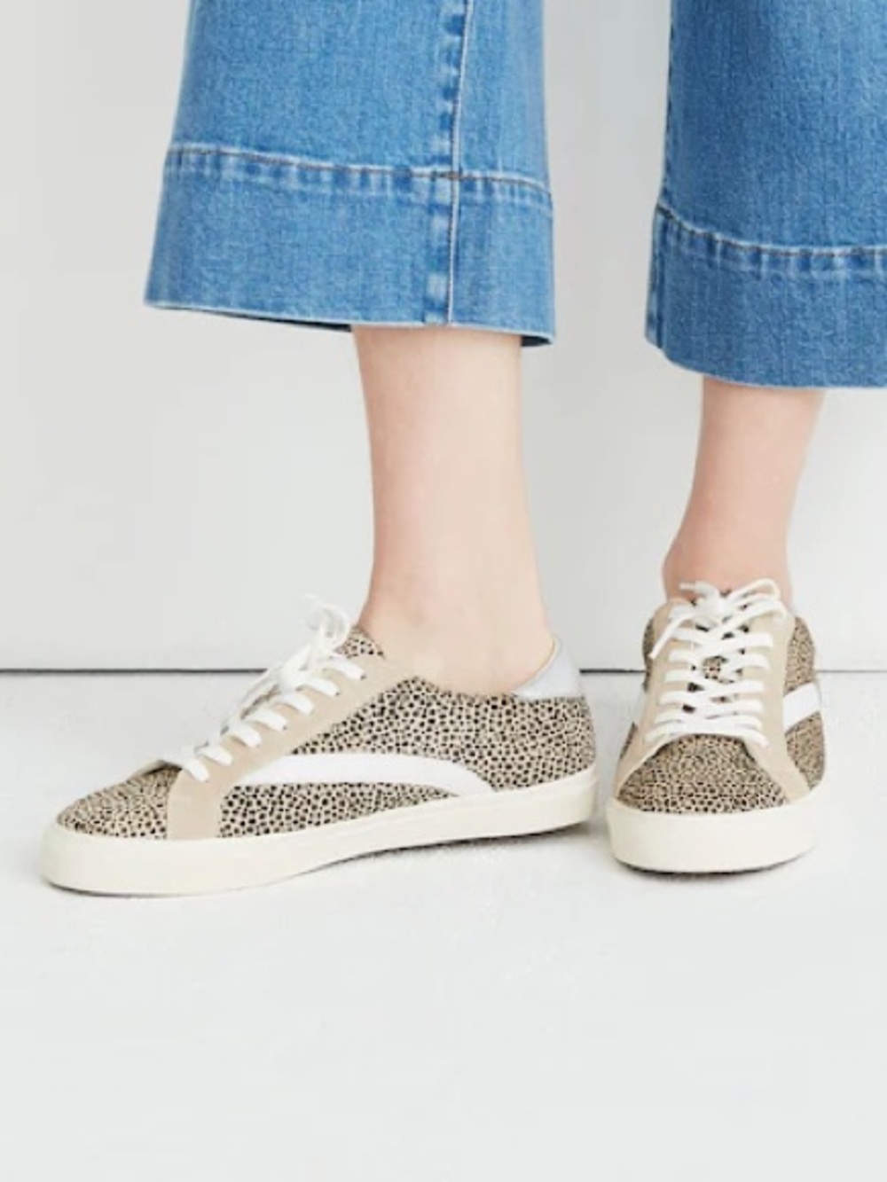 Madewell Cheetah-Print Low-Top Sneakers in Tan and White